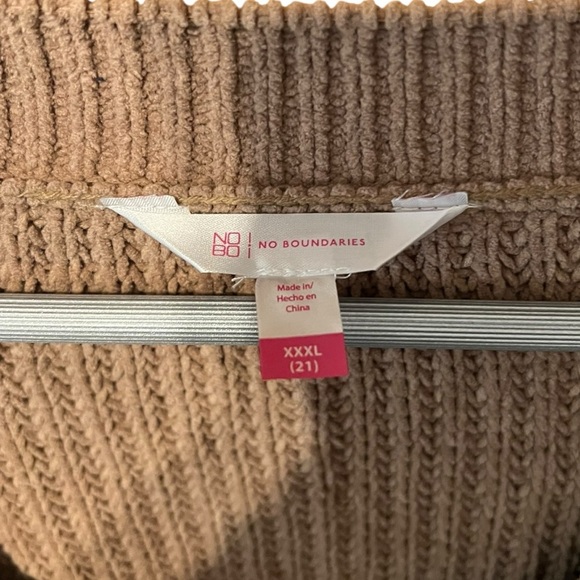🟣No Boundaries Brown Cable Knit Crop Sweater – XXXL (21) - Picture 3 of 4